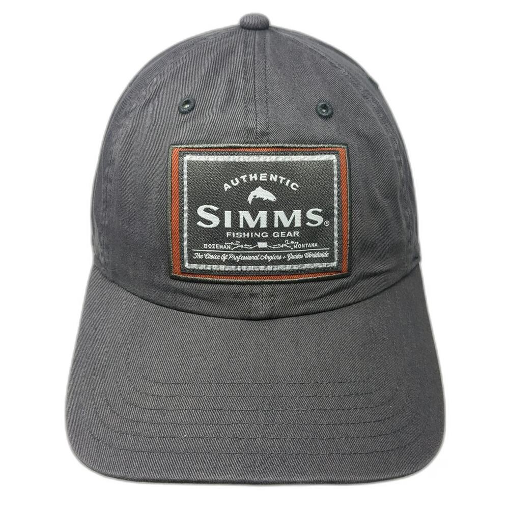 Simms Baseball Cap Gray OSFM Fishing Gear Bozeman Montana Patch Strapback hat